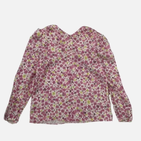 KATE SPADE Marker Floral Devote French Cream Top size Small Puff Sleeve silky - Picture 8 of 10